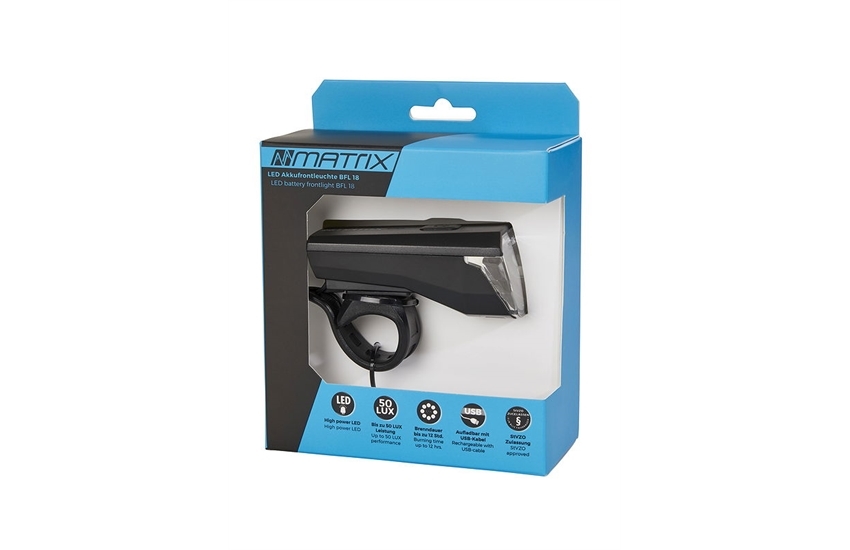 Matrix LED Akkufrontleuchte 50 LUX BFL 18 inkl. Lithium A